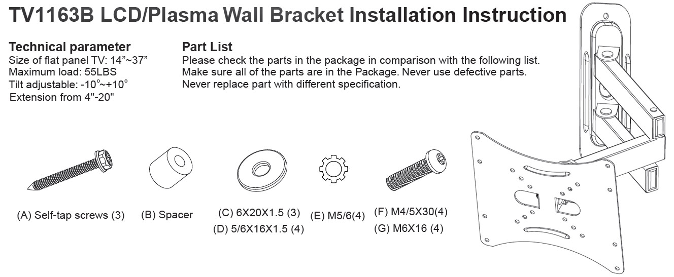 FLAT SCREEN LCD PLASMA TV ARTICULATING WALL MOUNT 14 37  